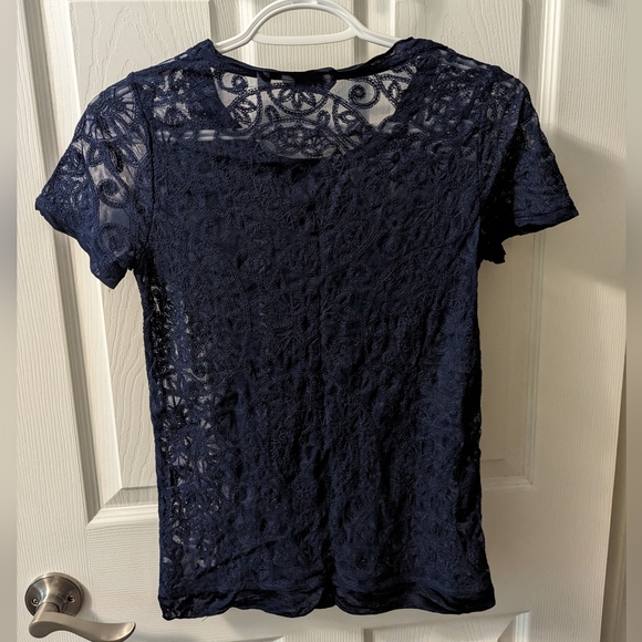 Reitmans Mesh Navy Tee | Size XS - Picture 4 of 8